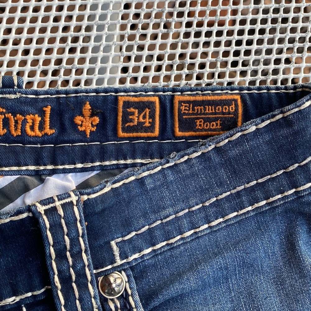 Rock Revival Blue Denim Jeans Elmwood boot size 34 - Picture 7 of 14